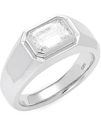Effy - 14k White Gold & 2.01 Tcw Lab Grown Diamond Signet Ring - Lyst