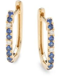 Effy - 14K, & 0.05 Tcw Diamond Hoop Earrings - Lyst