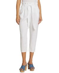 L'Agence - Heather Cropped Linen Paperbag Pants - Lyst