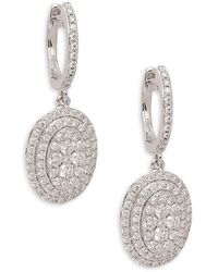 Effy - 14k White Gold & Diamond Round Drop Earrings - Lyst