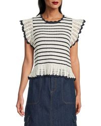 Rails - Coen Striped Cotton Crochet Knit Top - Lyst