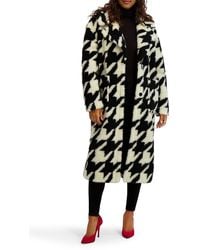 Kensie - Houndstooth Faux-Fur Coat - Lyst