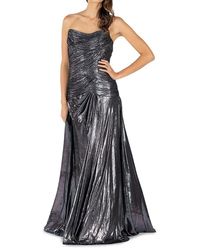 Rene Ruiz - Bandeau Metallic Draped Gown - Lyst