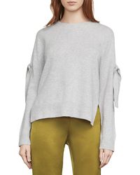 BCBGMAXAZRIA Tie-sleeve Cold-shoulder Sweater - White