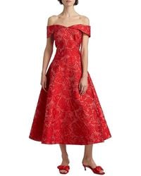 Teri Jon - Floral Jacquard Off-The-Shoulder Cocktail Dress - Lyst