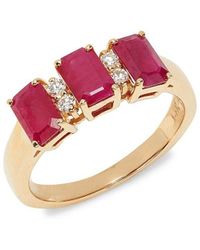 Effy 14k Yellow Gold, Diamond & Ruby Ring - Red