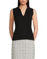 Calvin Klein - Ribbed V-Neck Sleeveless Top - Lyst