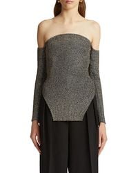 KHAITE - Maria Glittery Off-The-Shoulder Sweater Top - Lyst