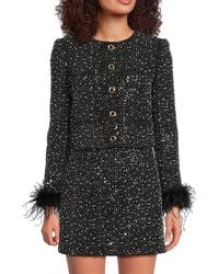 MILLY - Aya Embellished & Feather Trim Jacket - Lyst