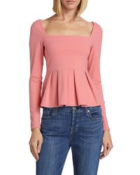Susana Monaco - Jersey Long-Sleeve Peplum Top - Lyst