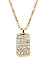 Effy - Goldplated Sterling Silver & White Sapphire Dog Tag Pendant Necklace - Lyst