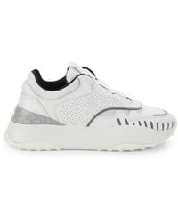 Tod's Perforated Leather & Mesh Trainers - White