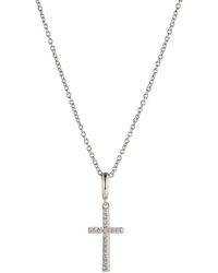 Adriana Orsini Rhodium Plated & Cubic Zirconia Cross Pendant Necklace - Metallic