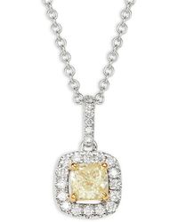 Effy 18k White Gold, Yellow & White Diamond Pendant Necklace - Metallic