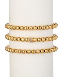 Eye Candy LA - Luxe Collection 3-Piece Initial Goldtone Beaded & Cubic Zirconia Bracelet Set - Lyst