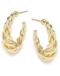 AREA STARS - Crystal Bloom Reya 14K Goldplated Twist Hoop Earrings - Lyst