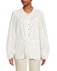 DKNY - Smocked Band Collar Top - Lyst