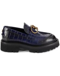 Roberto Cavalli - Logo Croc-embossed Leather Loafers - Lyst