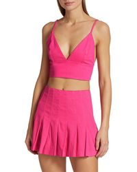 Alice + Olivia - Alice + Olivia Carli Denim Crop Top - Lyst