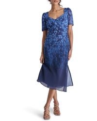 DKNY - Short Sleeve Sweetheart Neck Chiffon Midi-Dress - Lyst