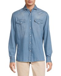 Brunello Cucinelli - Easy Fit Chambray Western Shirt - Lyst