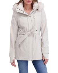 Kensie - Faux Fur Hood Softshell Coat - Lyst