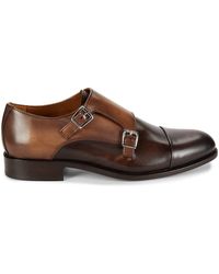 Saks Fifth Avenue - Leather Double Monk Strap Loafers - Lyst