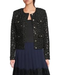Karl Lagerfeld - Sequin-Embellished Textured Tweed Jacket - Lyst