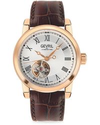Gevril - Madison Swiss Automatic Stainless Steel & Leather Strap Watch - Lyst