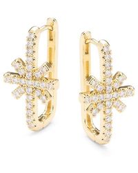 AREA STARS - 14K Goldplated & Cubic Zirconia Rectangular Hoop Earrings - Lyst