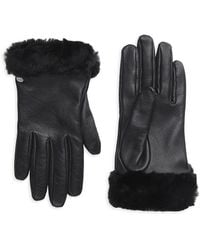 UGG - Shearling Shorty Leather Gloves - Lyst