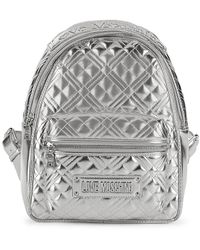 Love Moschino Metallic Quilted Logo Backpack