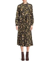 10 Crosby Derek Lam - Kenza Floral Pleated Button-Front Midi-Dress - Lyst