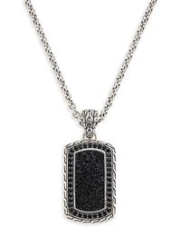 John Hardy - Classic Chain Sterling, Treated Sapphire, Obsidian & Volcanic Stone Pendant Necklace - Lyst