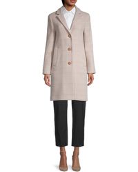 Cinzia Rocca Plaid Wool-blend Coat - Natural