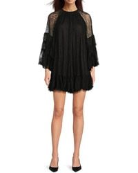Alice + Olivia - Alice + Olivia Delia Lace Ruffled Tunic Minidress - Lyst