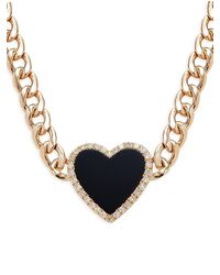 Effy - 14k , Onlyx & Diamond Heart Pendant Necklace - Lyst
