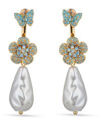Eye Candy LA - Zoe 18K Goldplated, Cubic Zirconia And Shell Pearl Dangle Earrings - Lyst