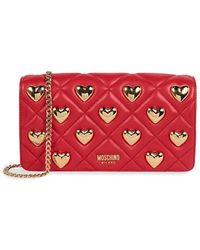 Moschino - Heart Leather Chain Shoulder Bag - Lyst