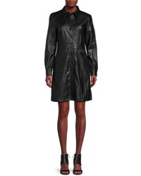 Saks Fifth Avenue - Faux Leather Mini Coat Dress - Lyst