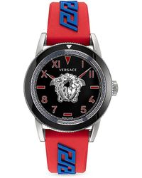 Versace - V-palazzo 43mm Stainless Steel & Silicone Strap Watch - Lyst