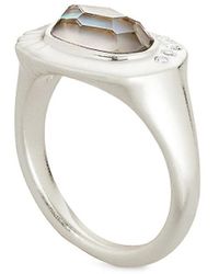 Kendra Scott Anna Rhodium-plated & Mother-of-pearl Pendant Ring - Grey