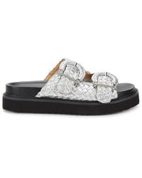 Marc Fisher - Auggie Woven Leather Slide Sandals - Lyst