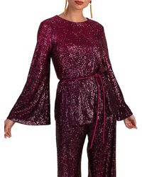 Trina Turk - West Sequin Flared-sleeve Top - Lyst