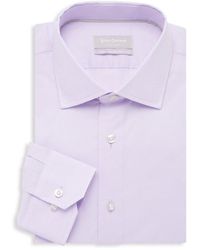 Mens Clothing Shirts Formal shirts Hickey Freeman Contemporary-fit Silver Label Cotton Dress Shirt in Lavender Purple for Men 