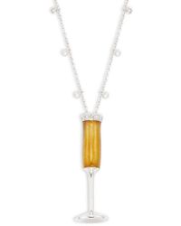 Roberto Coin 18k White Gold & Diamond Champagne Flute Pendant Necklace