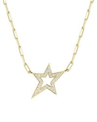 Chloe and Madison - 14k Yellow Gold & Cubic Zirconia Star Pendant Paperclip Chain Necklace - Lyst
