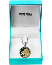 Effy Sterling Silver, Goldplated & Black Sapphire Lion Medallion Pendant Necklace - Metallic