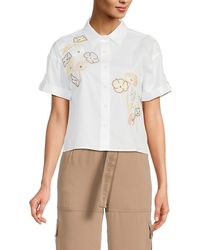 Karl Lagerfeld - Floral Embroidered Cotton Shirt - Lyst