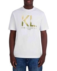 Karl Lagerfeld - Metallic Logo Cotton T-Shirt - Lyst